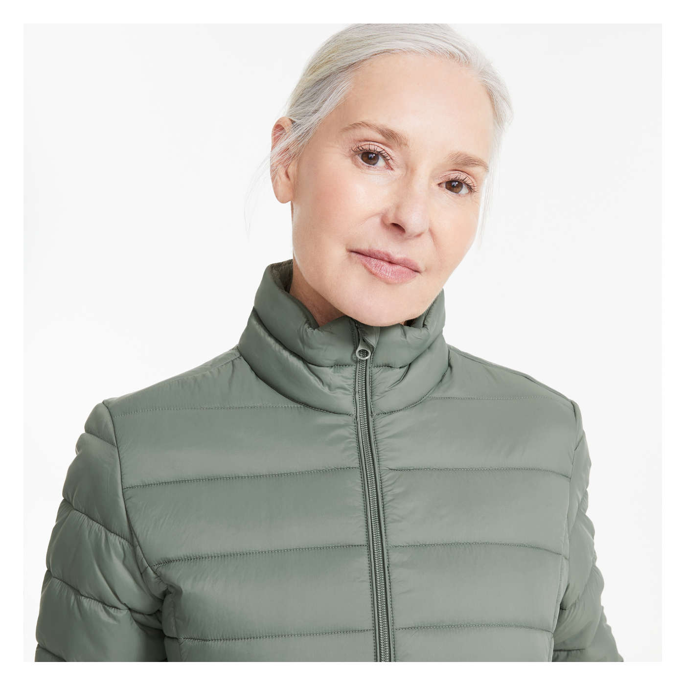 Packable Puffer Jacket with PrimaLoft® in Light Khaki Green from